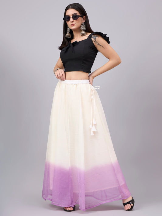 Lavender Ombre Crunchy Silk Flared Skirt