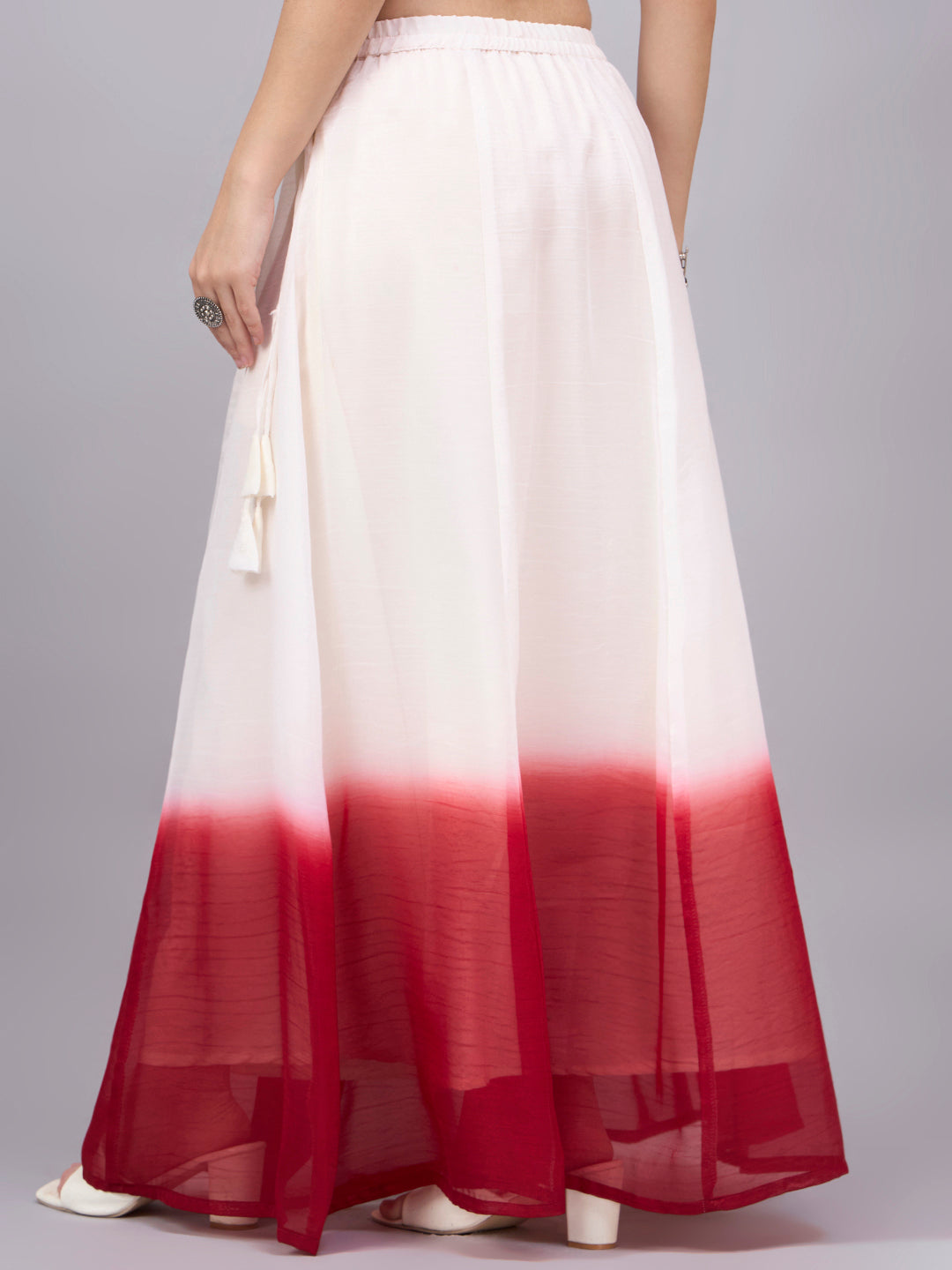 Ombre Crunchy Silk Flared Maxi Skirt
