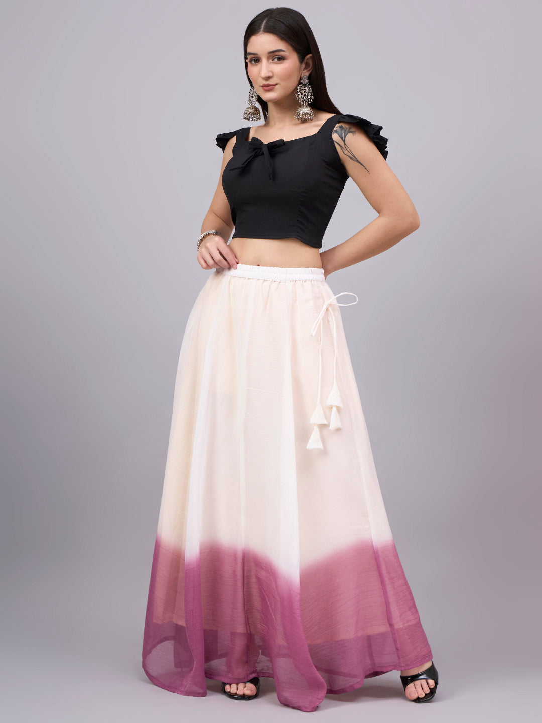 Mulberry Ombre Crunchy Silk Maxi Skirt