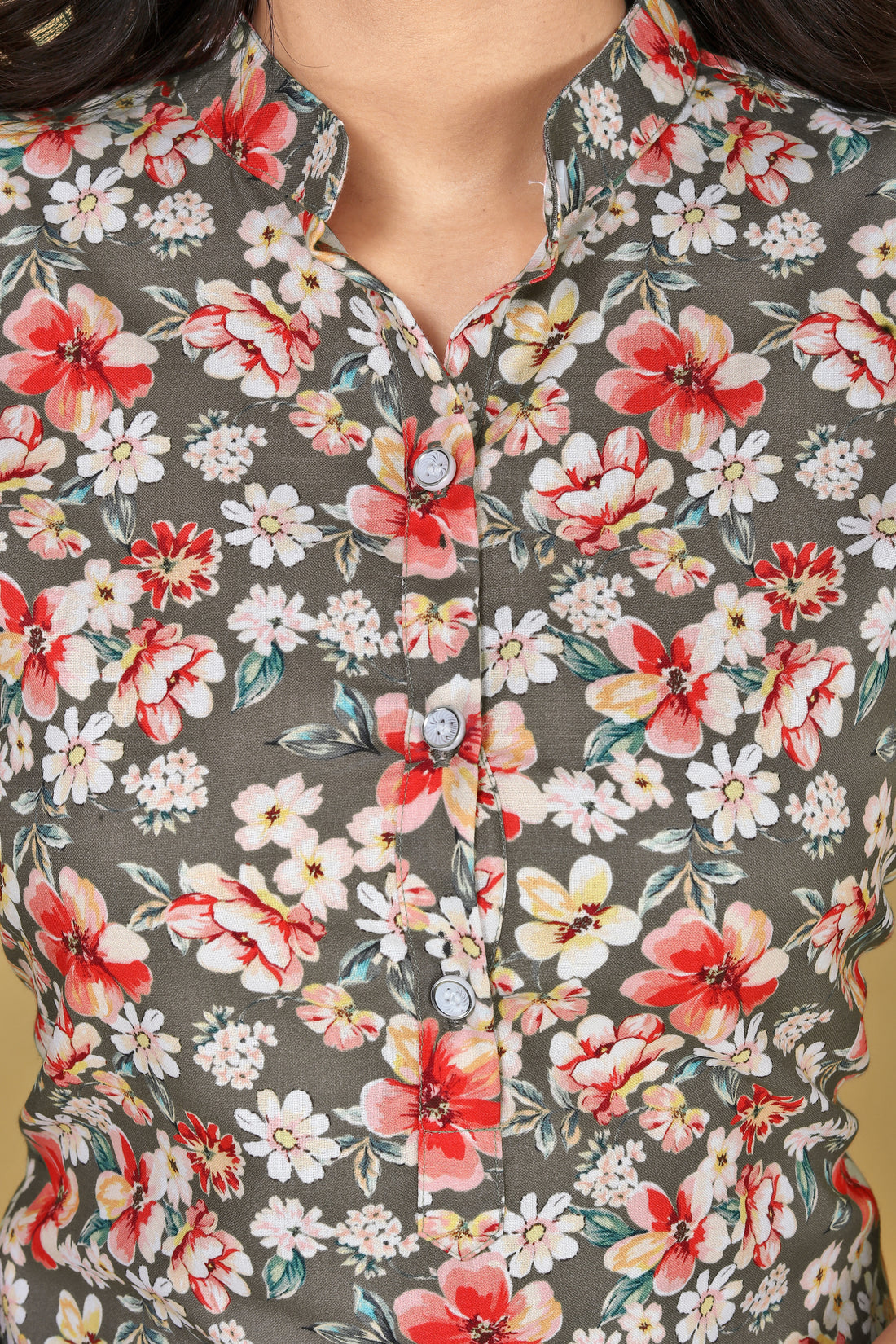 Women Beige Poly Linen Silk Printed Co-ord Set | Collar Round Neck | Casual Wear