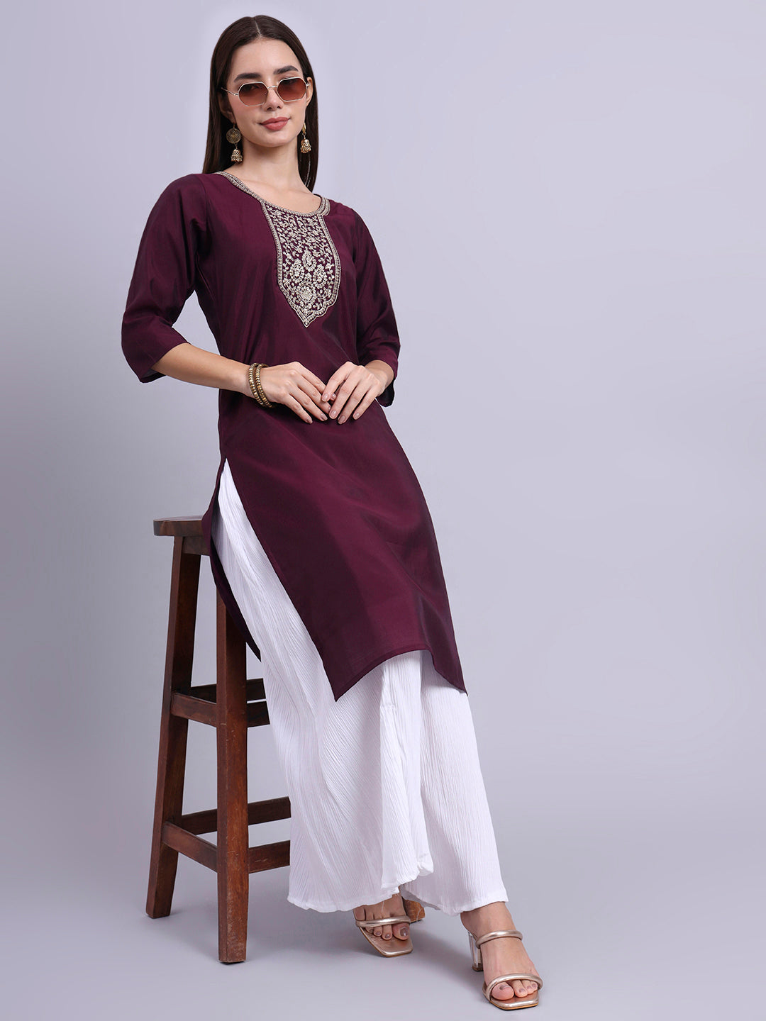 MaroonMist Silk Tunic