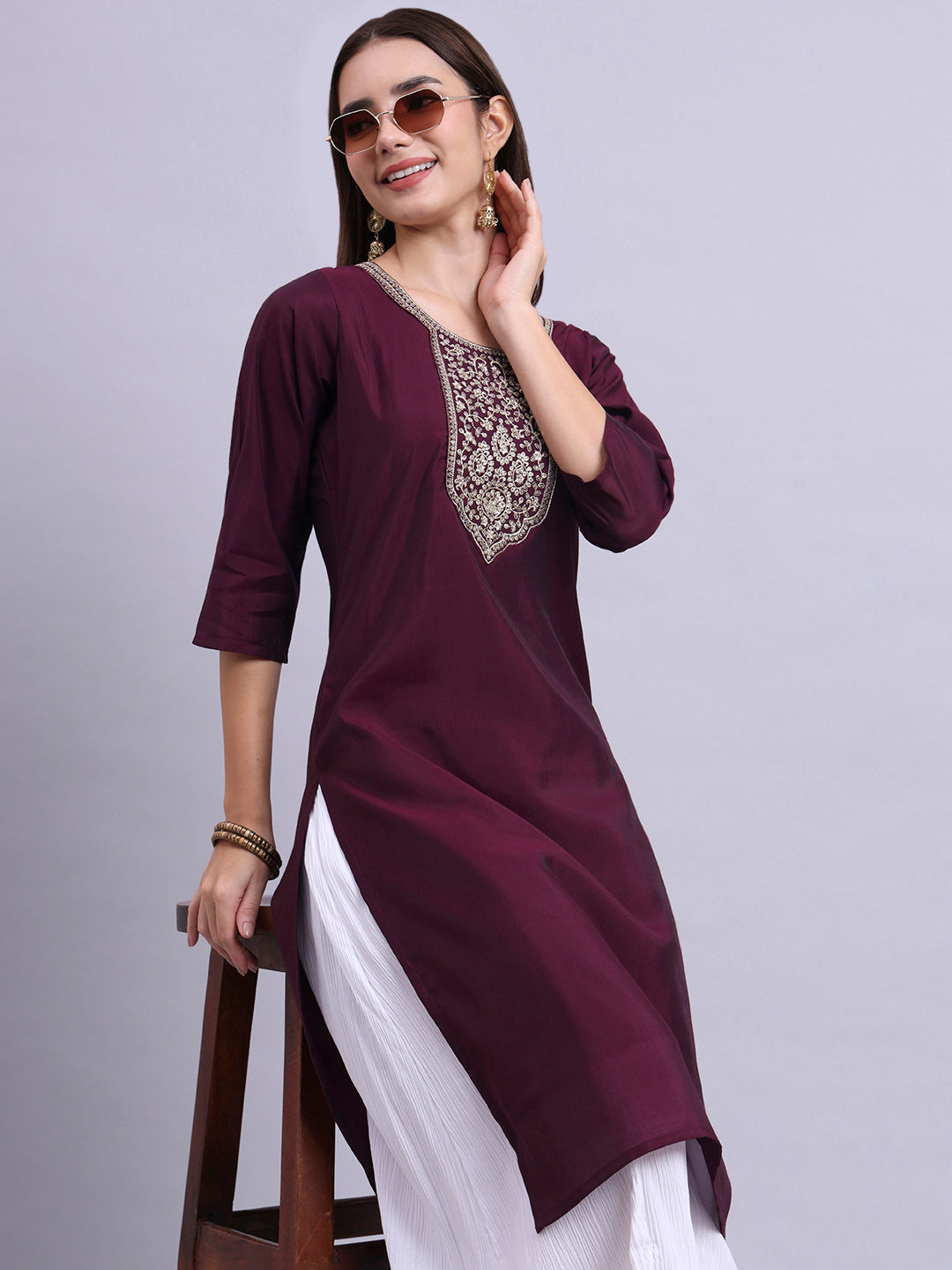 MaroonMist Silk Tunic