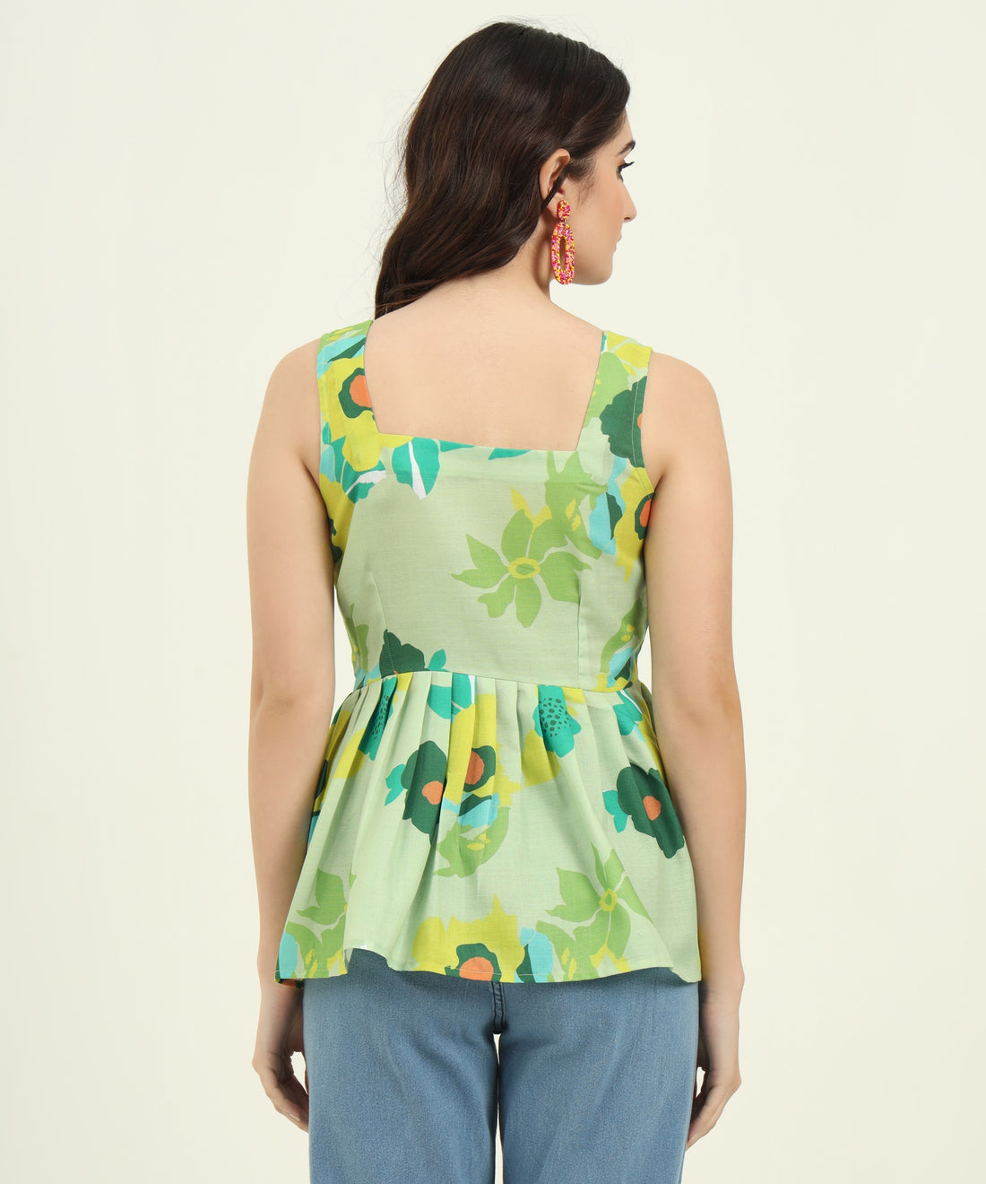 Trendy Green Printed Regular Fit Top for Women