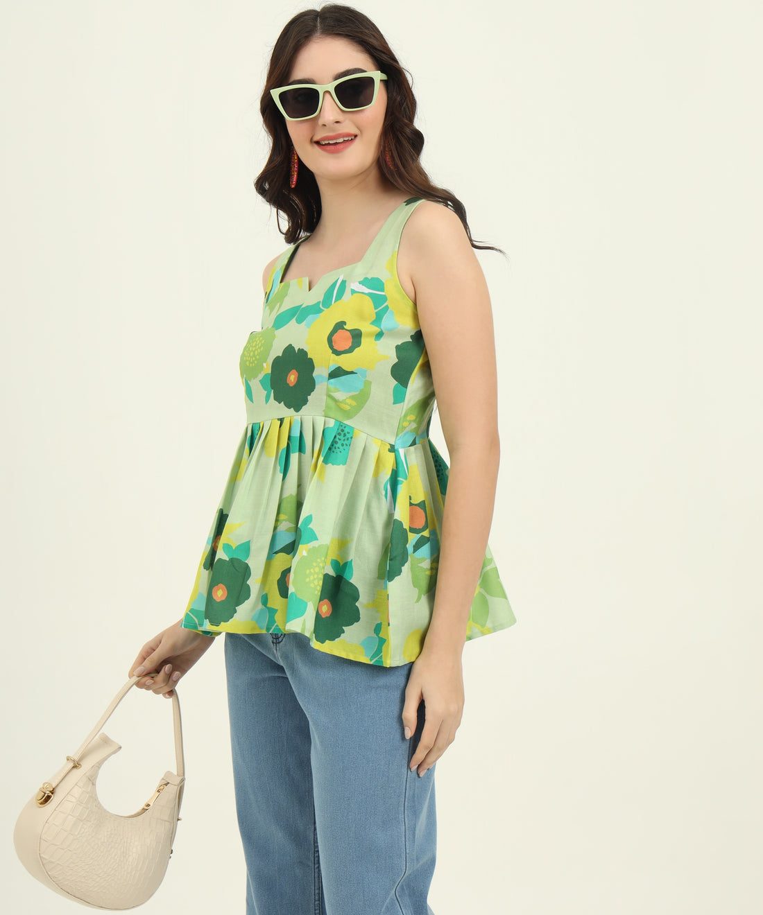 Trendy Green Printed Regular Fit Top for Women