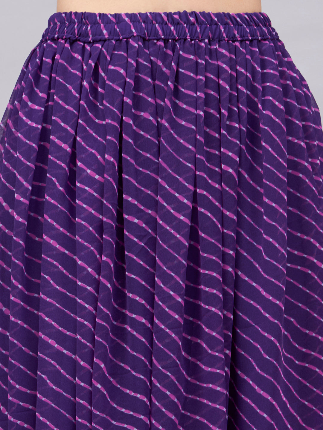 Women’s Purple Printed Poly Georgette Flared Skirt