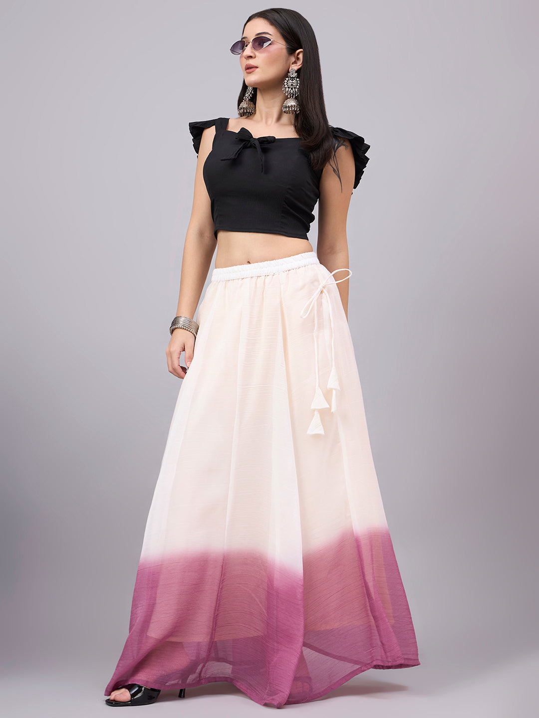Mulberry Ombre Crunchy Silk Maxi Skirt