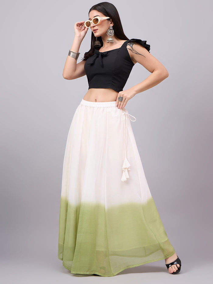 Pista Ombre Crunchy Silk Flared Maxi Skirt