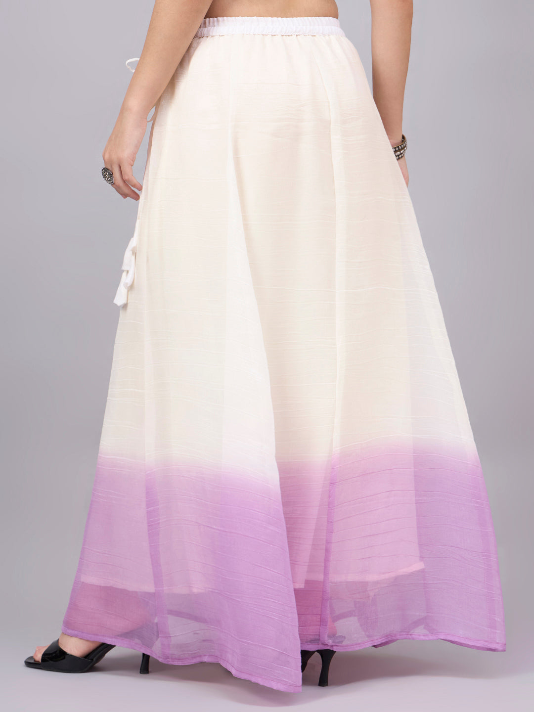 Lavender Ombre Crunchy Silk Flared Skirt